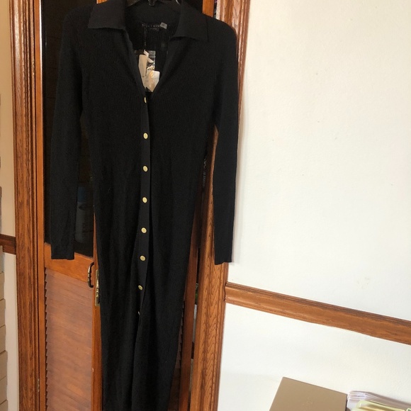 Alice + olivia Alcina ribbed wool blend button down polo midi dress - Picture 5 of 8